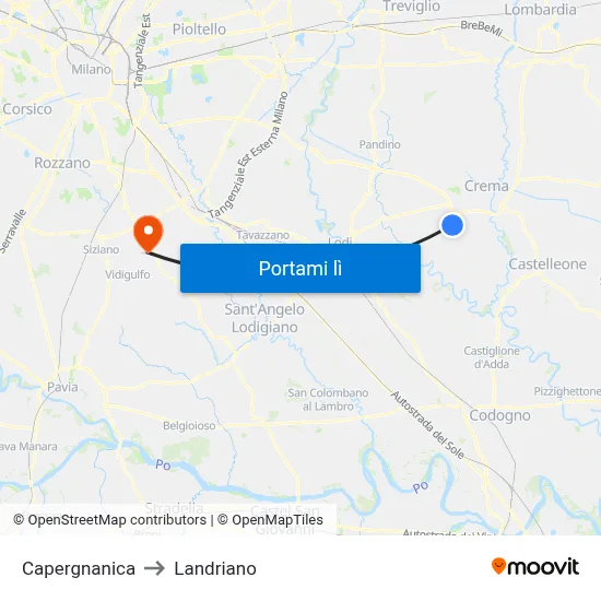 Capergnanica to Landriano map