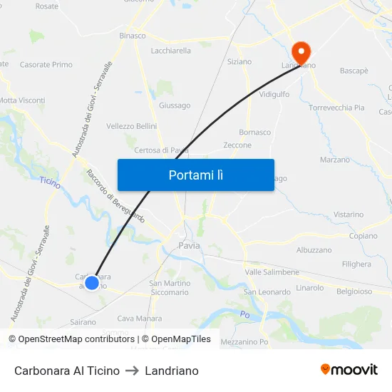 Carbonara Al Ticino to Landriano map