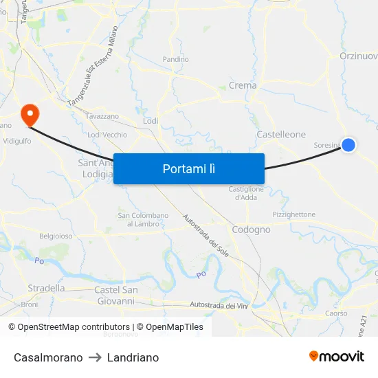 Casalmorano to Landriano map
