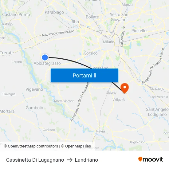 Cassinetta Di Lugagnano to Landriano map
