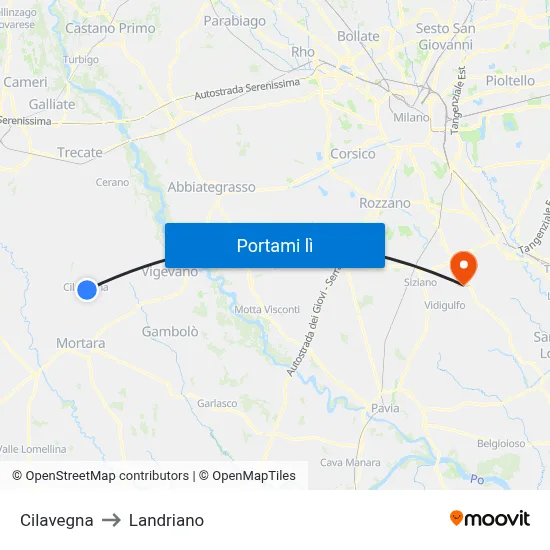 Cilavegna to Landriano map