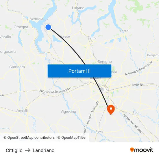 Cittiglio to Landriano map