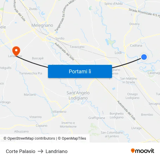 Corte Palasio to Landriano map