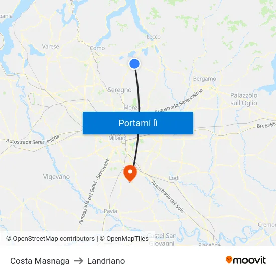 Costa Masnaga to Landriano map