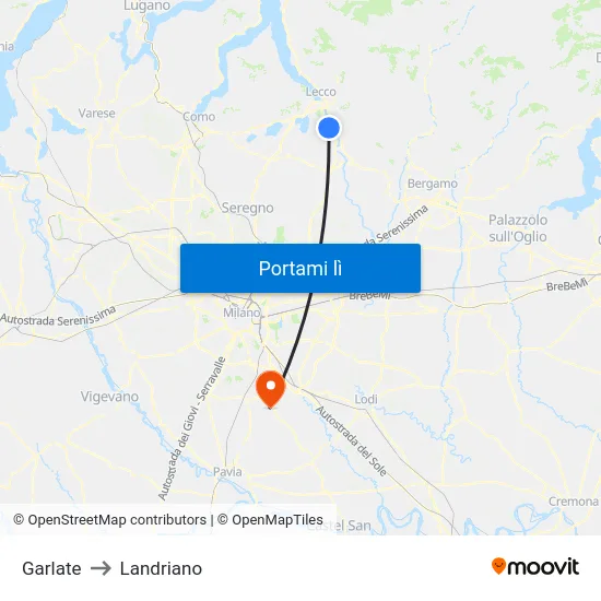 Garlate to Landriano map