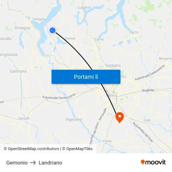 Gemonio to Landriano map