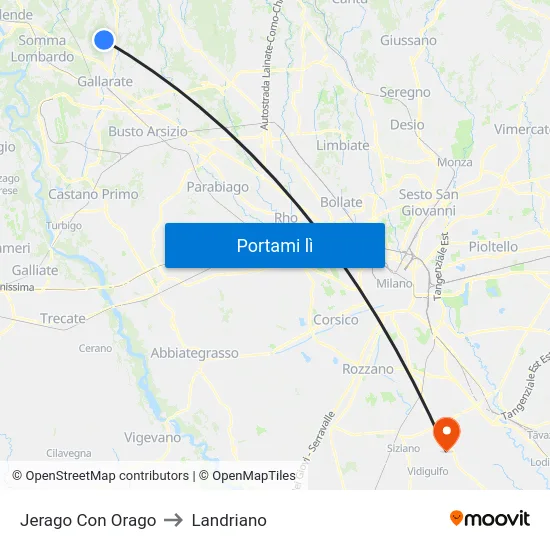 Jerago Con Orago to Landriano map