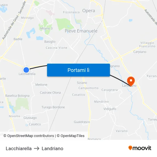 Lacchiarella to Landriano map