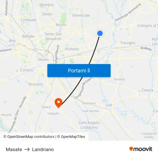Masate to Landriano map