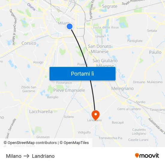 Milano to Landriano map