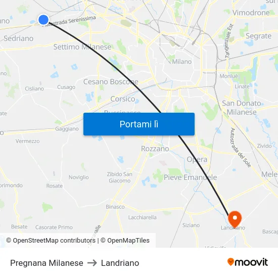 Pregnana Milanese to Landriano map