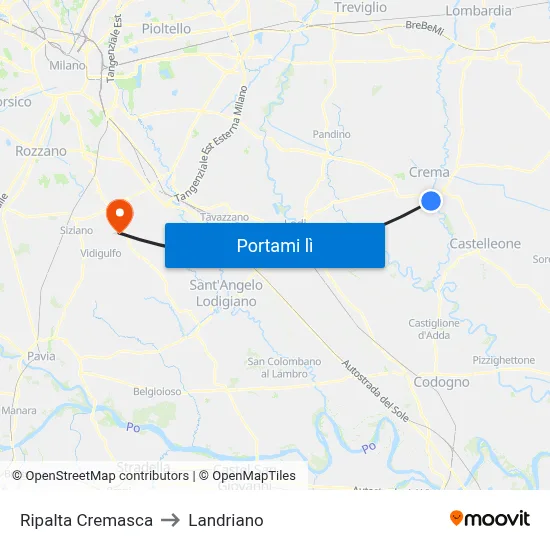 Ripalta Cremasca to Landriano map