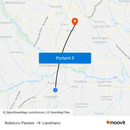 Robecco Pavese to Landriano map