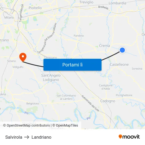 Salvirola to Landriano map