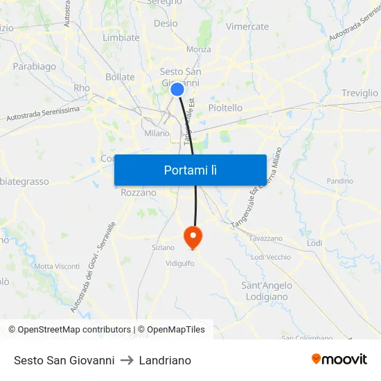 Sesto San Giovanni to Landriano map
