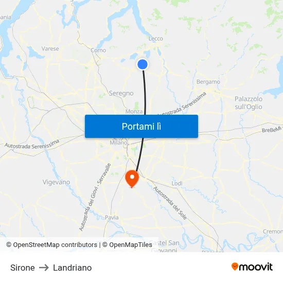 Sirone to Landriano map