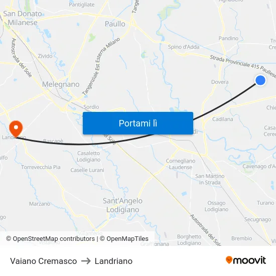 Vaiano Cremasco to Landriano map