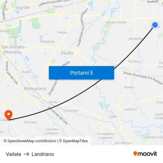 Vailate to Landriano map
