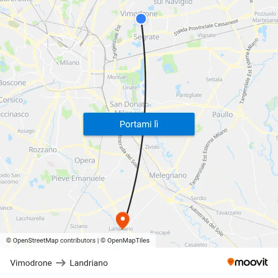 Vimodrone to Landriano map