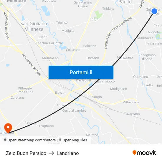 Zelo Buon Persico to Landriano map