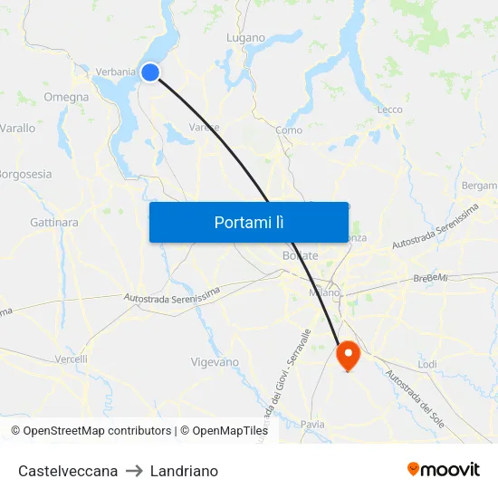 Castelveccana to Landriano map
