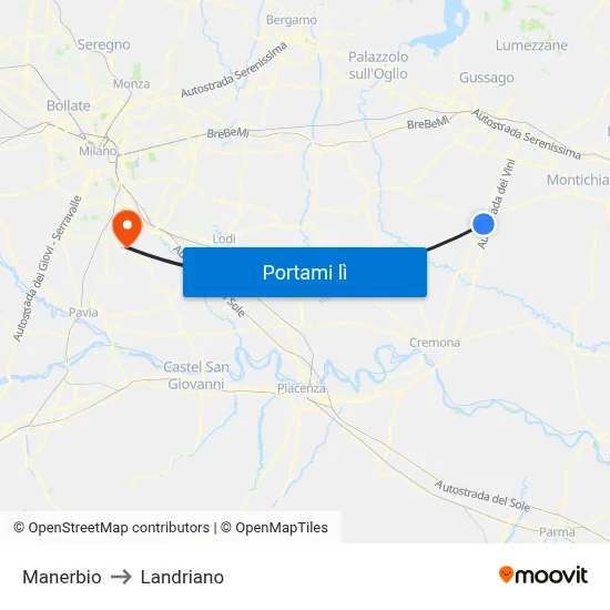 Manerbio to Landriano map