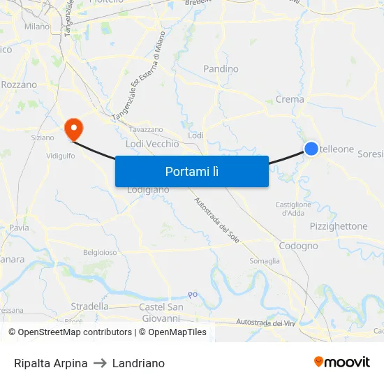 Ripalta Arpina to Landriano map