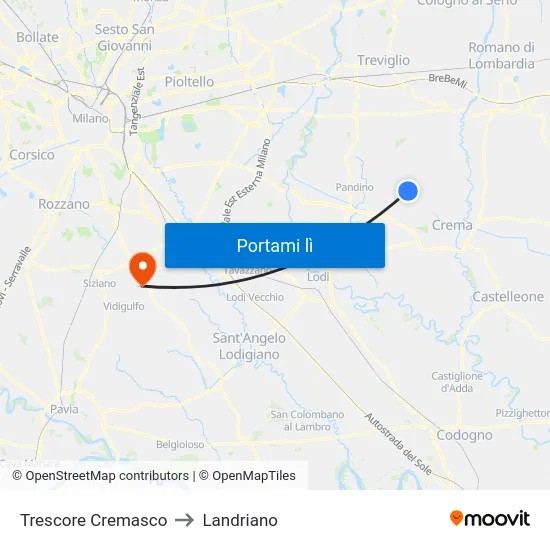 Trescore Cremasco to Landriano map