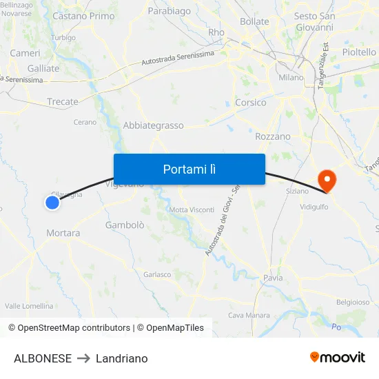 ALBONESE to Landriano map