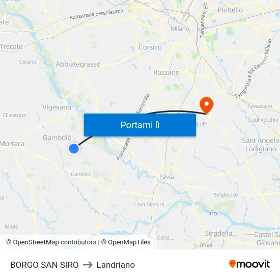 BORGO SAN SIRO to Landriano map