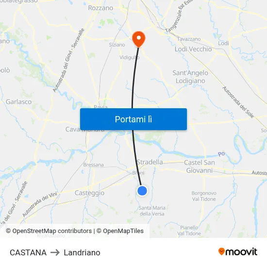 CASTANA to Landriano map