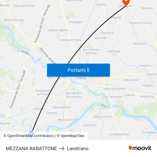 MEZZANA RABATTONE to Landriano map