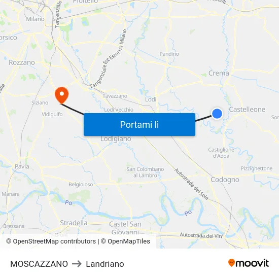 MOSCAZZANO to Landriano map
