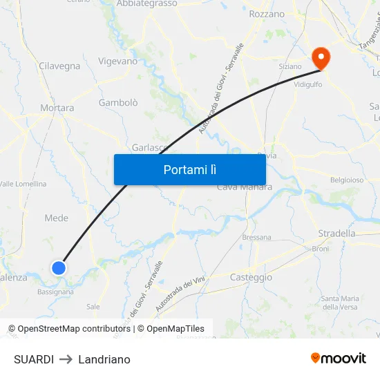 SUARDI to Landriano map