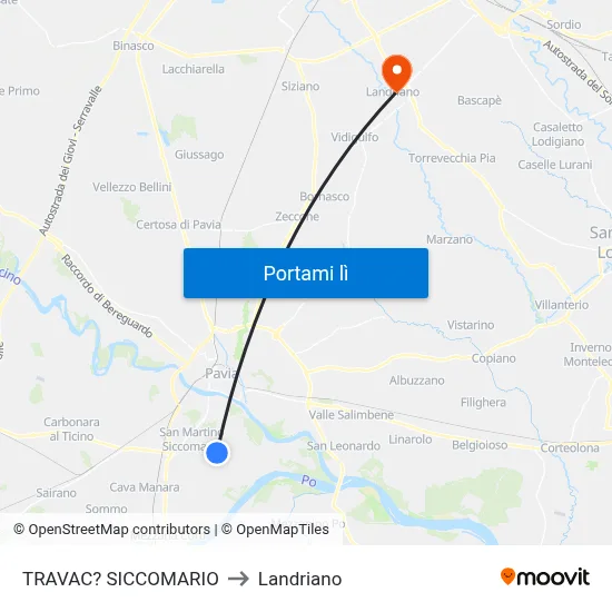 TRAVAC? SICCOMARIO to Landriano map