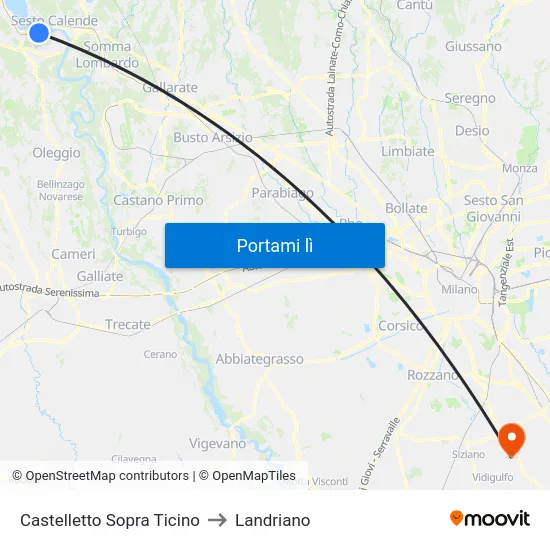 Castelletto Sopra Ticino to Landriano map