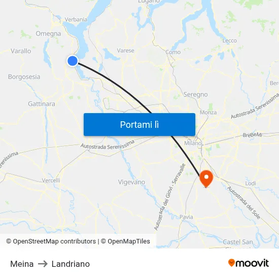 Meina to Landriano map