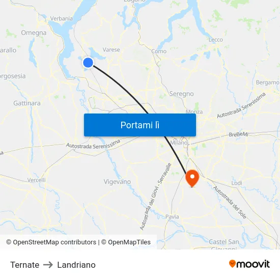 Ternate to Landriano map