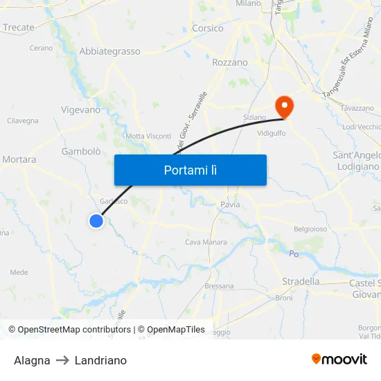 Alagna to Landriano map