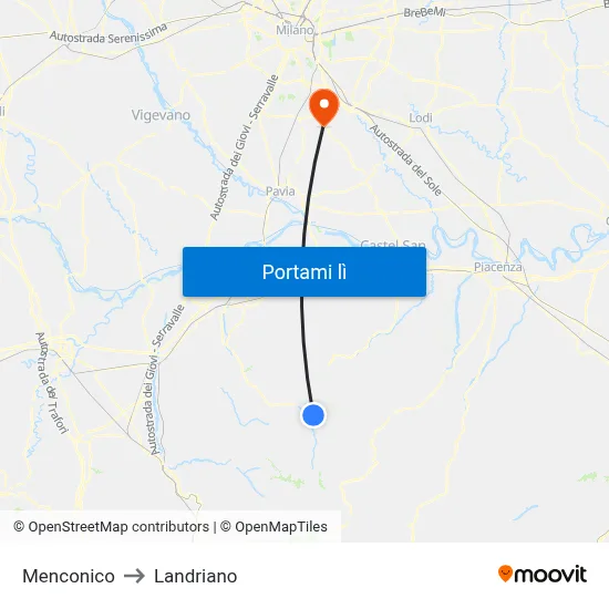 Menconico to Landriano map
