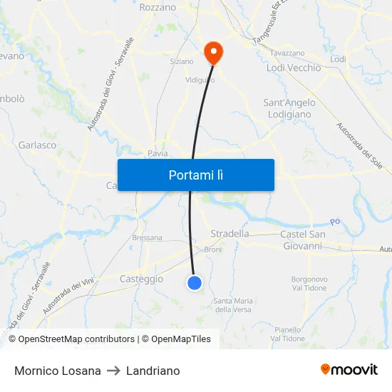 Mornico Losana to Landriano map