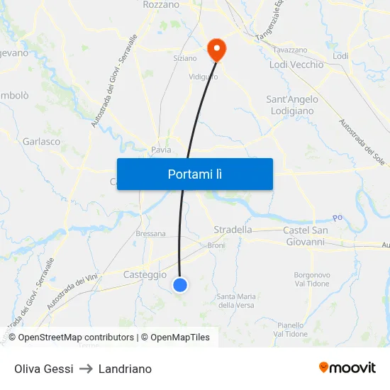 Oliva Gessi to Landriano map