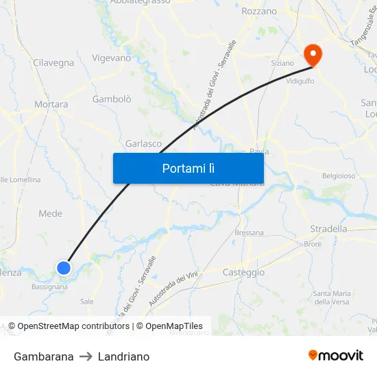 Gambarana to Landriano map