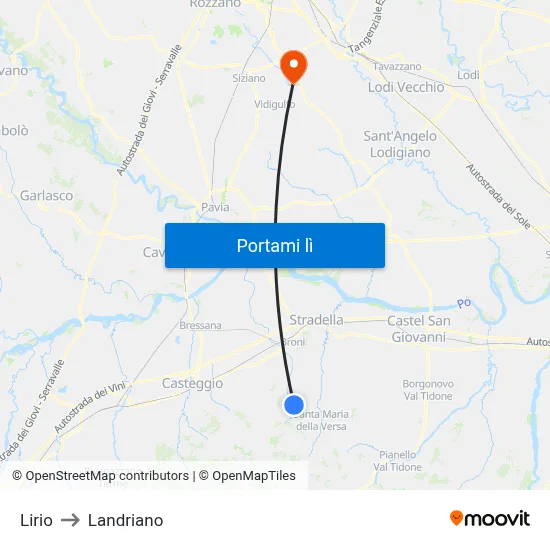 Lirio to Landriano map