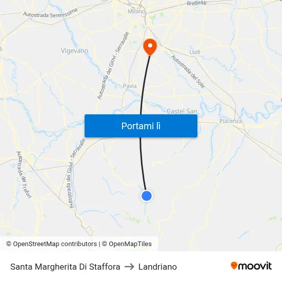 Santa Margherita Di Staffora to Landriano map