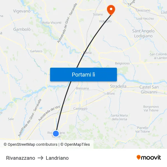 Rivanazzano to Landriano map