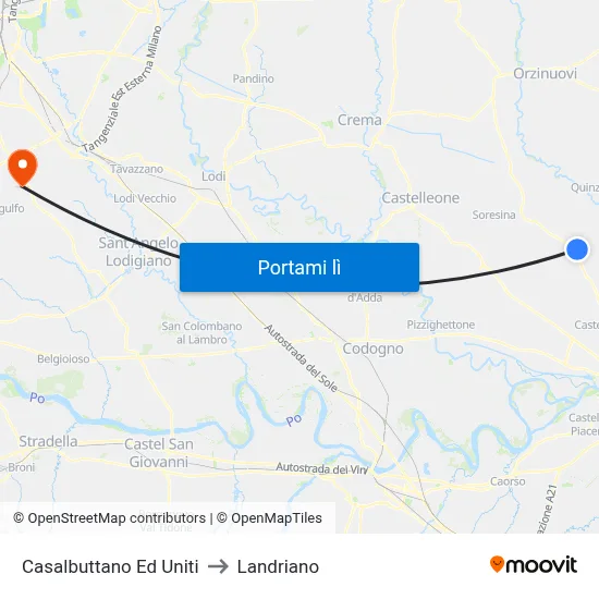 Casalbuttano Ed Uniti to Landriano map