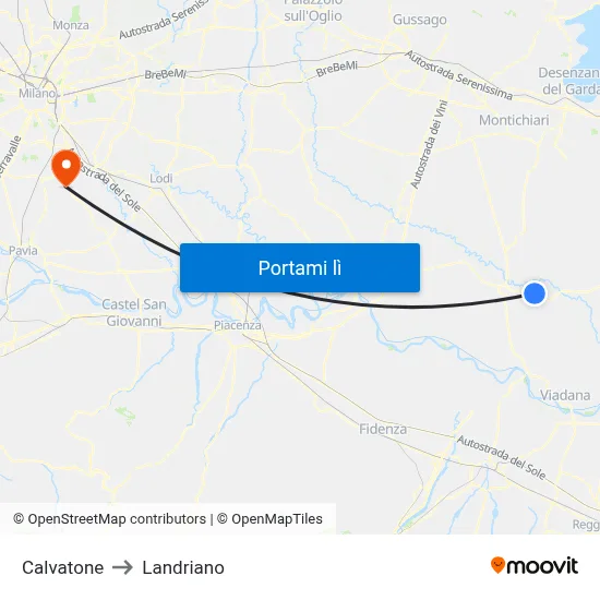 Calvatone to Landriano map