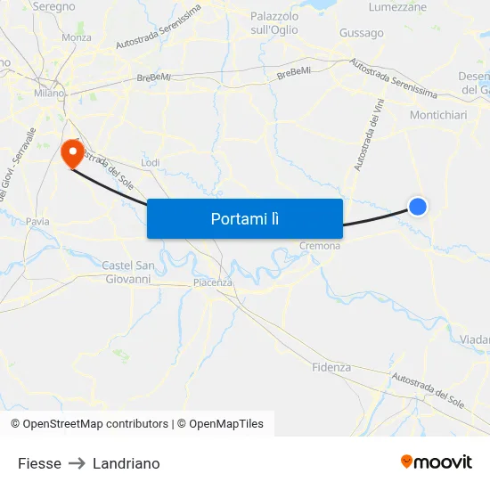 Fiesse to Landriano map