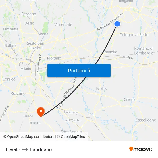 Levate to Landriano map